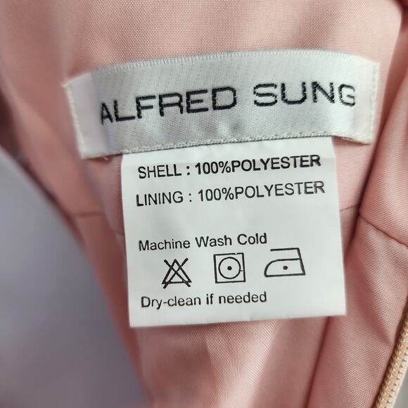 Alfred Sung Toasted Sugar High Neck Cutout Back Satin Pockets Maxi Dress Size 14 - Picture 5 of 7